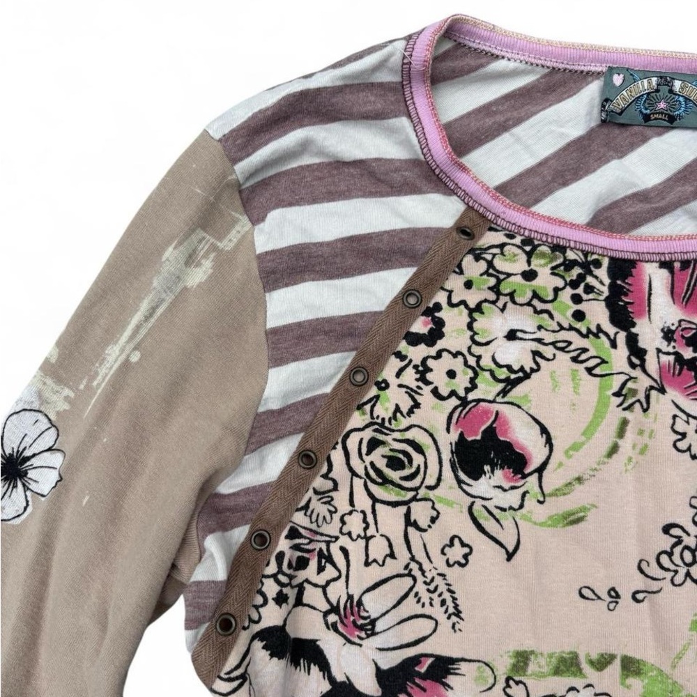 ✨RARE VINTAGE VANILLA SUGAR ARTSY COOL PATCHWORK LONG SLEEVE TOP SMALL✨ - Picture 8 of 8
